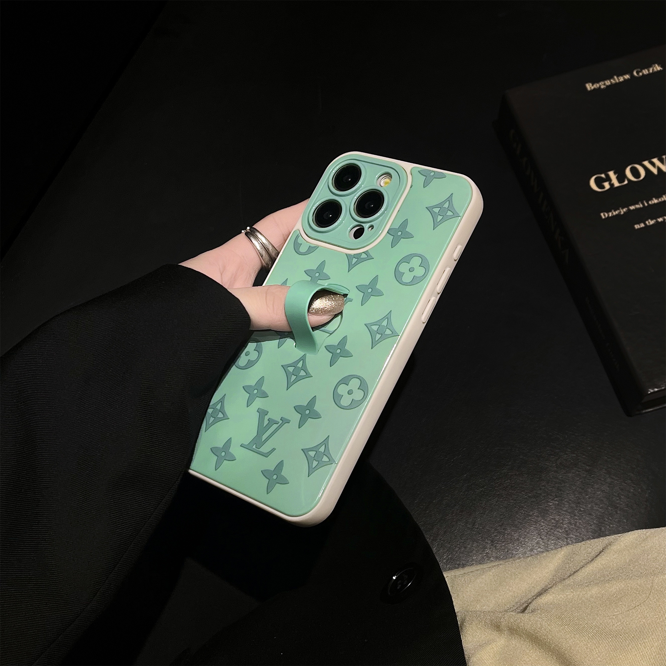 Macaron Color Matching Louis Vuitton Monogram Invisible Stand Apple iPhone Case
