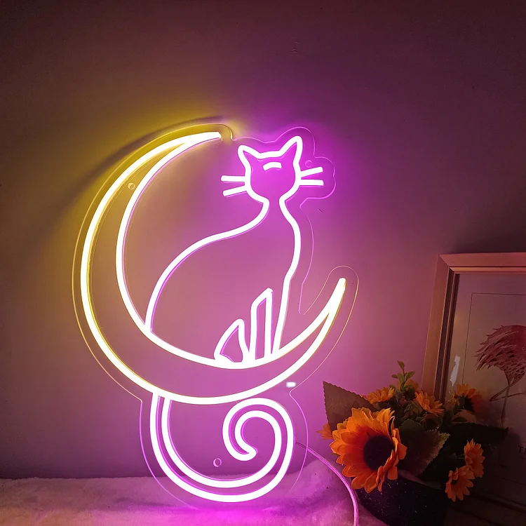 Anime Neon Sign Sailor Moon Luna cat Neon Light Bedroom Game Room Living Room Wall Decor Art LED Neon Sign Neon Light For Wall