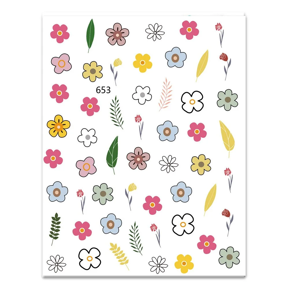 Beautizon Cute Image Flowers Leaves Cactus Nail Sticker 3D Engraved Nail Art Decorations Nail Decals Design