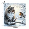 (Framed)Diamond Painting -DIY Round Drill Snow Cat with Frame(25x25cm)