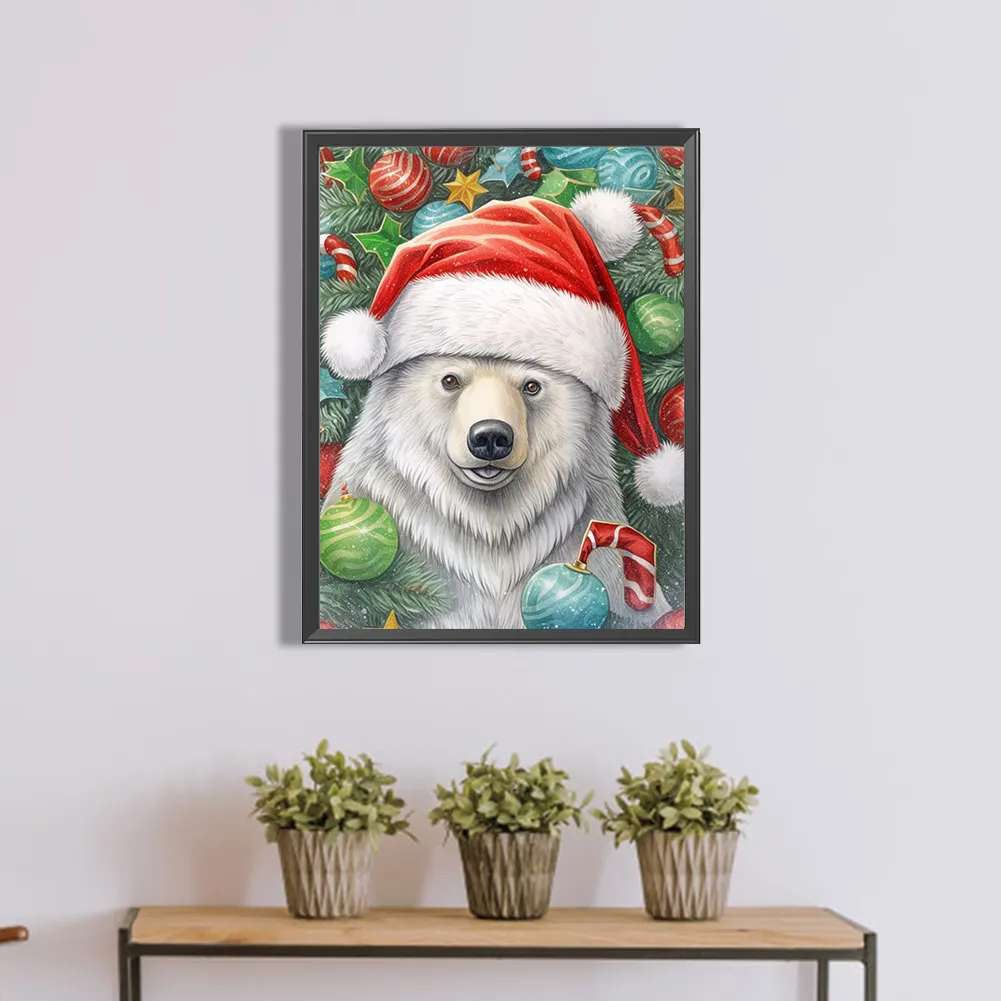 Partial AB Diamond Painting - Full Square Drill - Xmas Bear(Canvas|35*45cm)