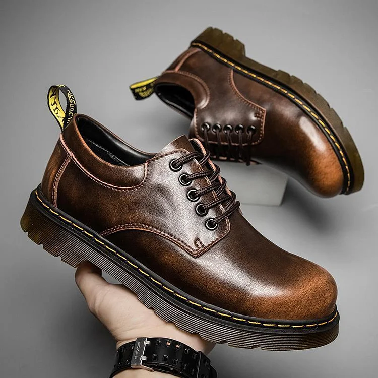 All-Match Tooling Low Top Casual Leather Shoes