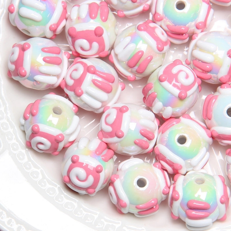 5 Pieces Summer New Heavy Oil Hand-Painted Beads Diy Beaded Diy Mobile Phone Chain Car Hanging Bag Hanging Chain Head Rope Beads