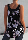 Plus Size Floral Print Decorative Button Tank Top
