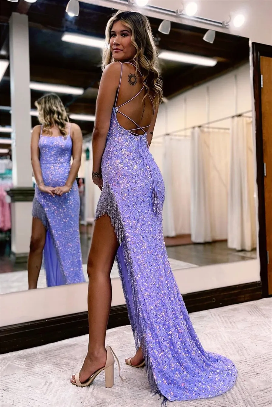 Spaghetti Strap Dresses with Flutter Sleeves Lavender Plus Size main image 1