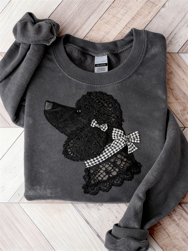 Classy Poodle Dog Lace Art Comfy Sweatshirt wearshes