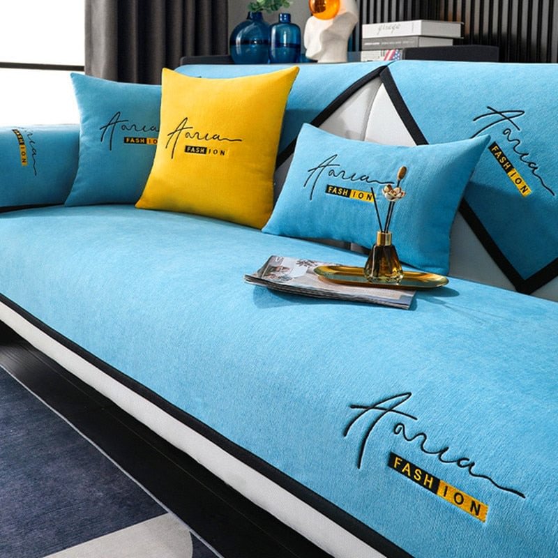 High Quality Sofa Covers Chenille Solid Color Corner Sofa Towel Anti