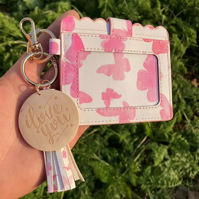 Unisex Lattice Bee Butterfly Pu Leather Open Card Holders