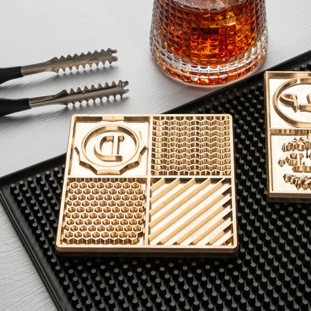 Unique luxury gift for whiskey lovers - custom engraved brass ice stamp