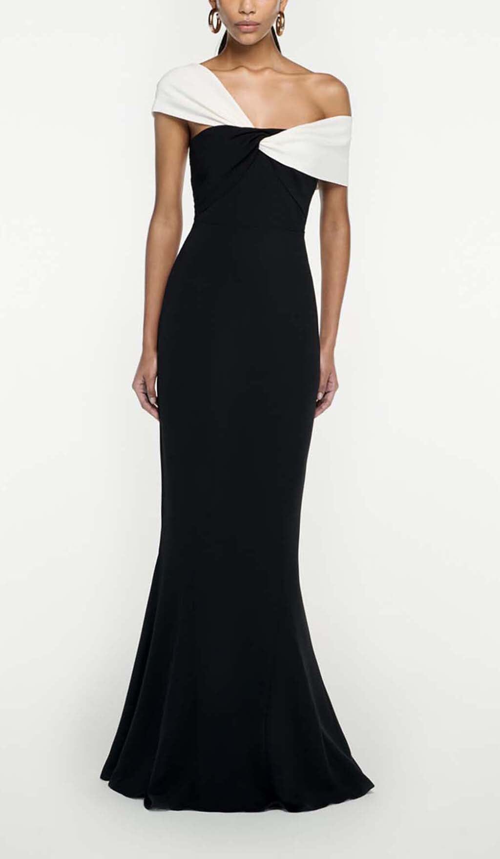 Asymmetric Off-The-Shoulder Maxi Dress In Black Miss Lee Label