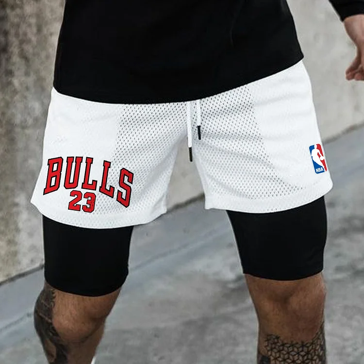 NBAMen's  Bulls Sports Comfort Double Layer Shorts 5b95