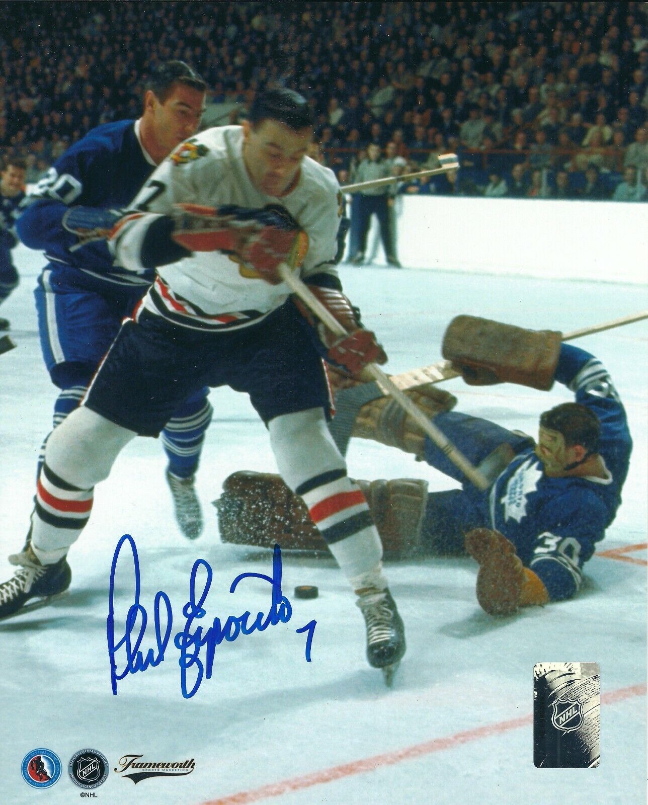 Autographed PHIL ESPOSITO Chicago Blackhawks 8X10 Photo Poster painting - COA