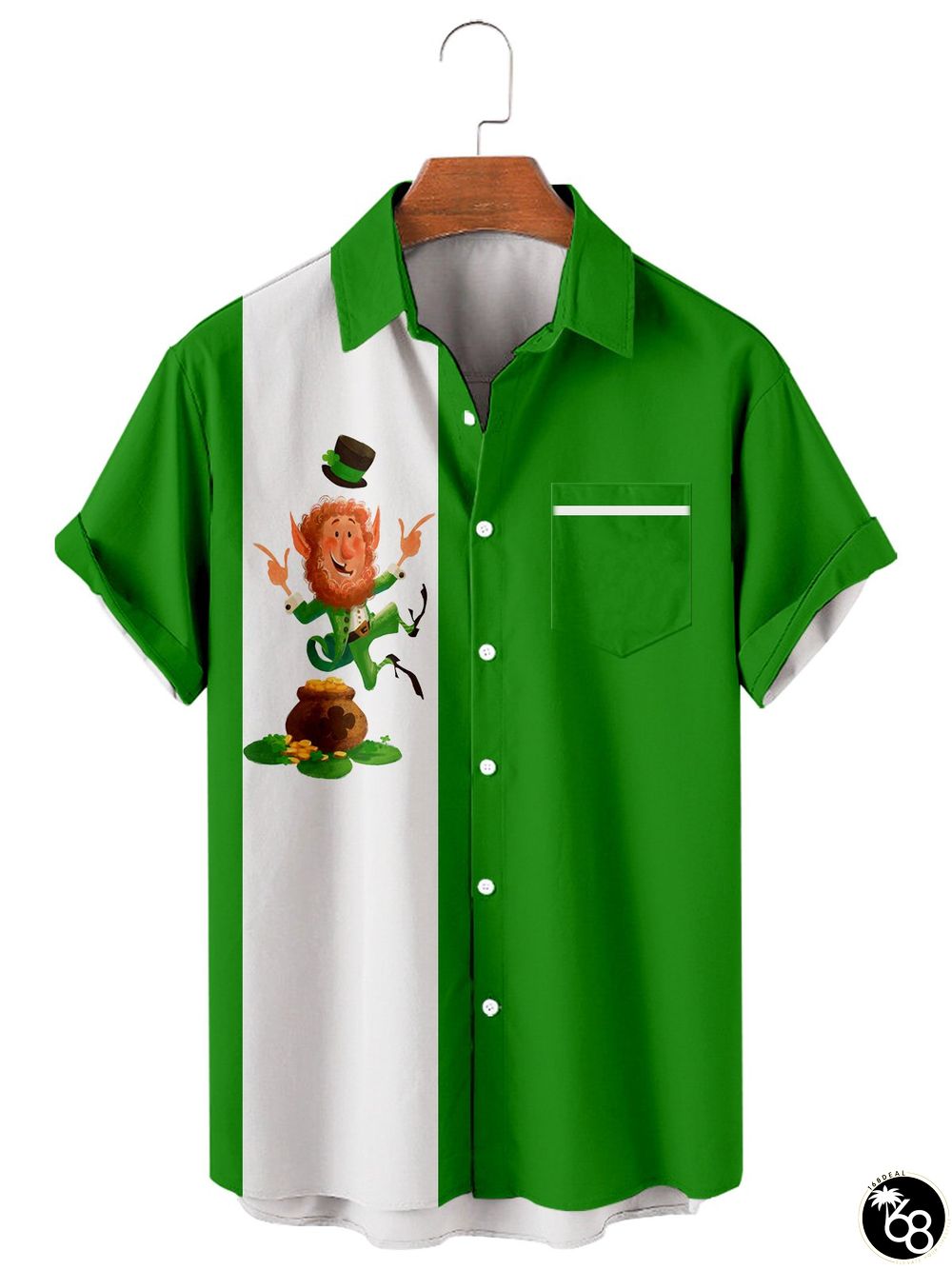 St. Patrick's Day Casual Loose Men's Large Short Sleeve Shirt | 168DEAL