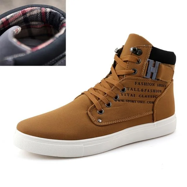 Men Boots Fashion Warm Winter Autumn Leather Footwear High Top Canvas Casual Shoes | EGEMISS