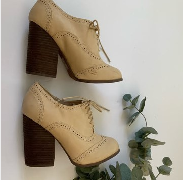 Custom Khaki Block Heel Oxford Shoes Vdcoo