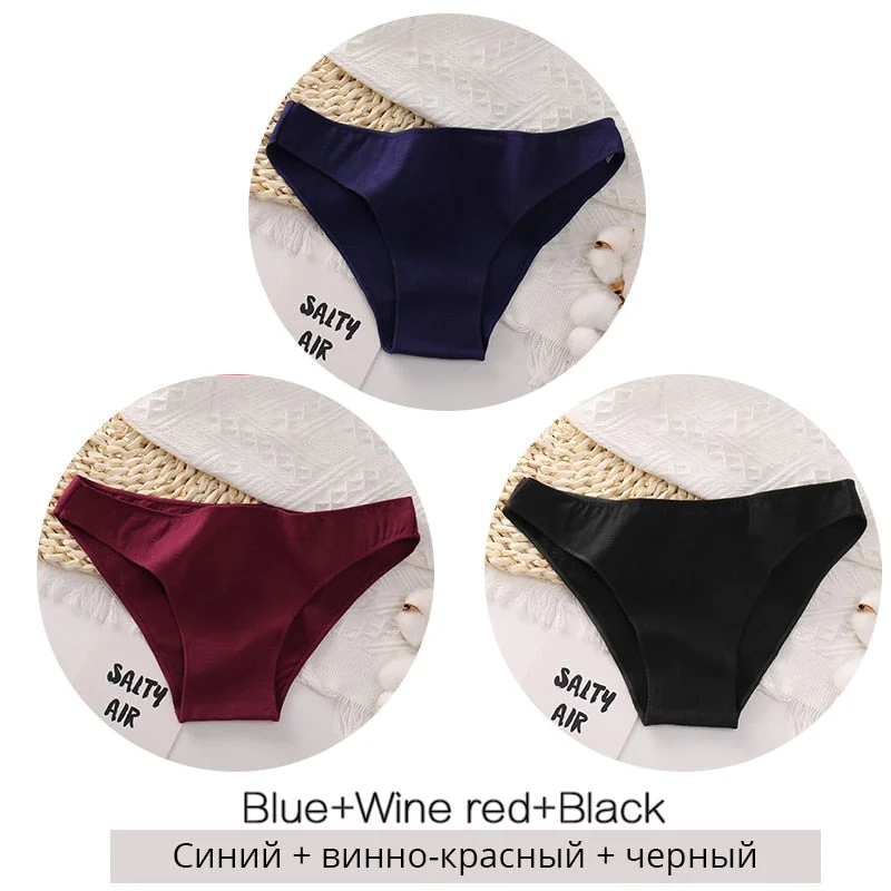 FINETOO 3Pcs/set Women Cotton Panties M-2XL Big Size Female Underwear Solid Color Briefs Underpants Ladies Cotton Panty Lingerie