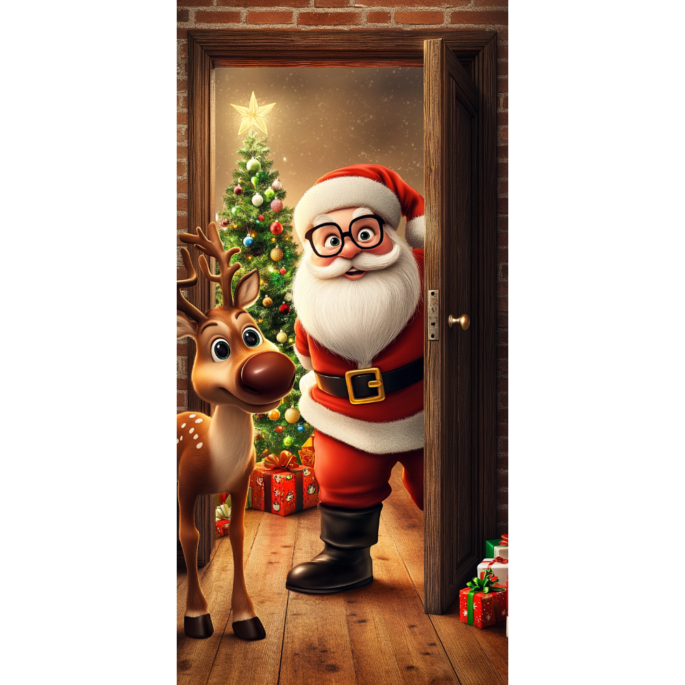 Tegooe Christmas Fabric Door Cover Banner Merry Xmas Photo Booth Backdrop for IndoorOutdoor Holiday Decor