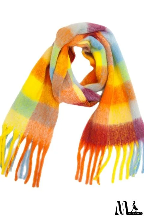 MidiSono - Fringe Detail Polyester Scarf