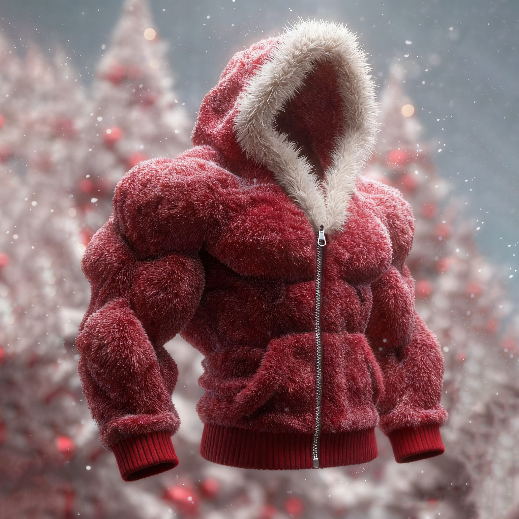 Men's Christmas Knitted Fur Collar Hooded Sweater artswardrobe