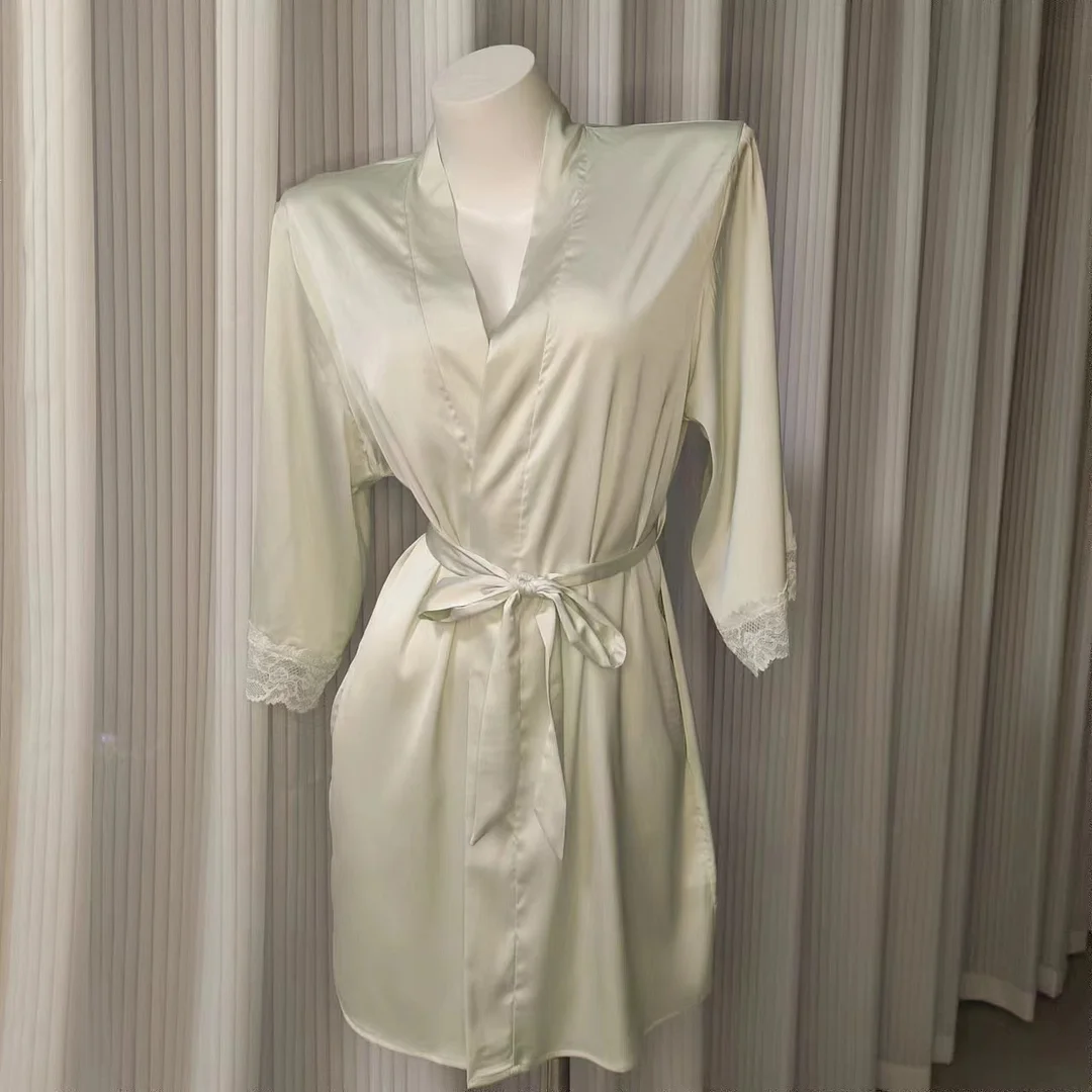 Sdrawing Sdrawing Sexy Lace Bathrobe Simple With Soft Ice Skate High Quality Night Goibeth 2025 New Lace Morning Robe