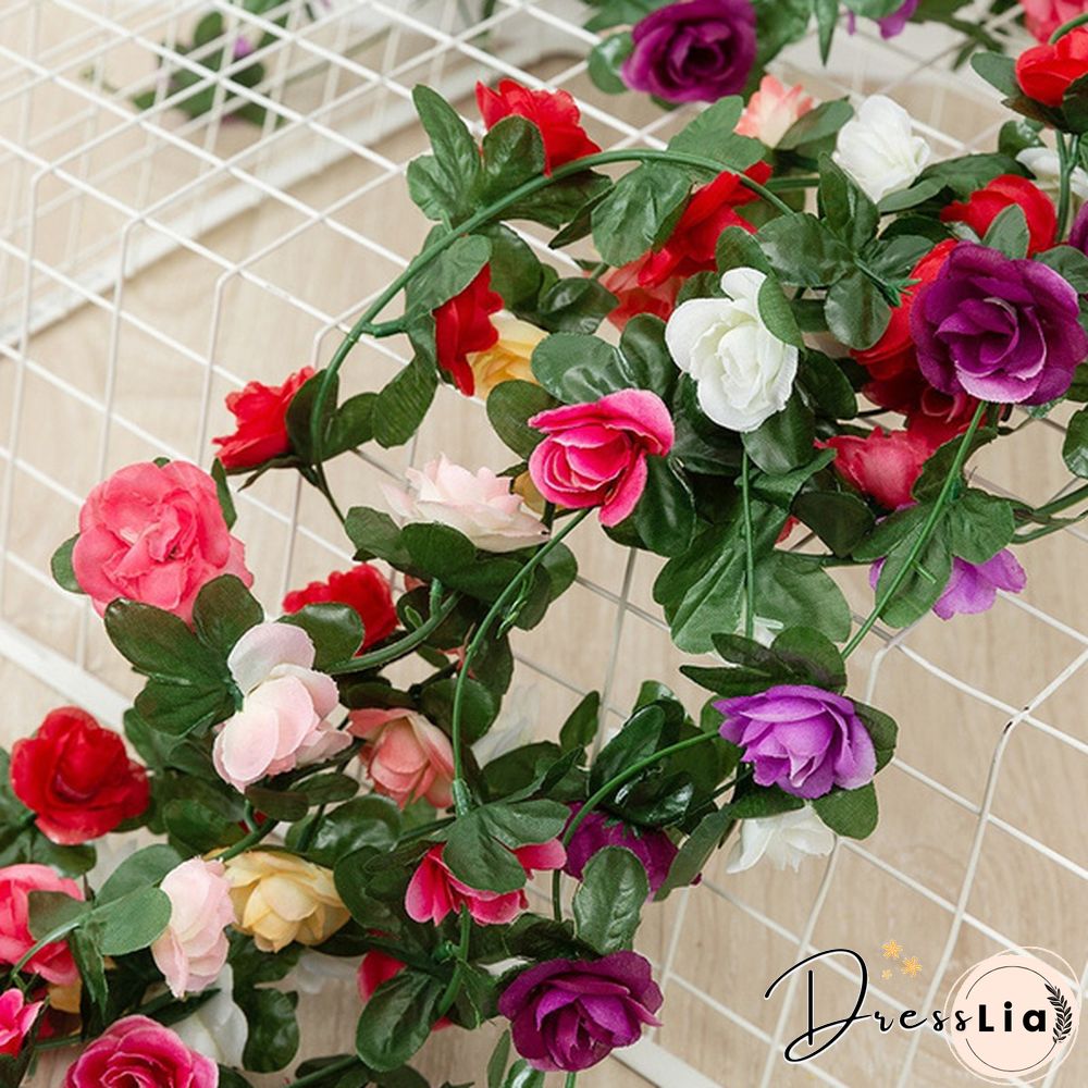 250Cm Rose Artificial Flowers Christmas Garland For Wedding Home Room Decoration Spring Autumn Garden Arch Diy Fake Plant Vine