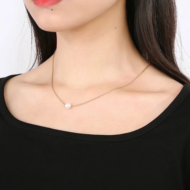 Stainless Steel Titanium Steel 18K Gold Plated Minimalist Plating Round Pendant Necklace