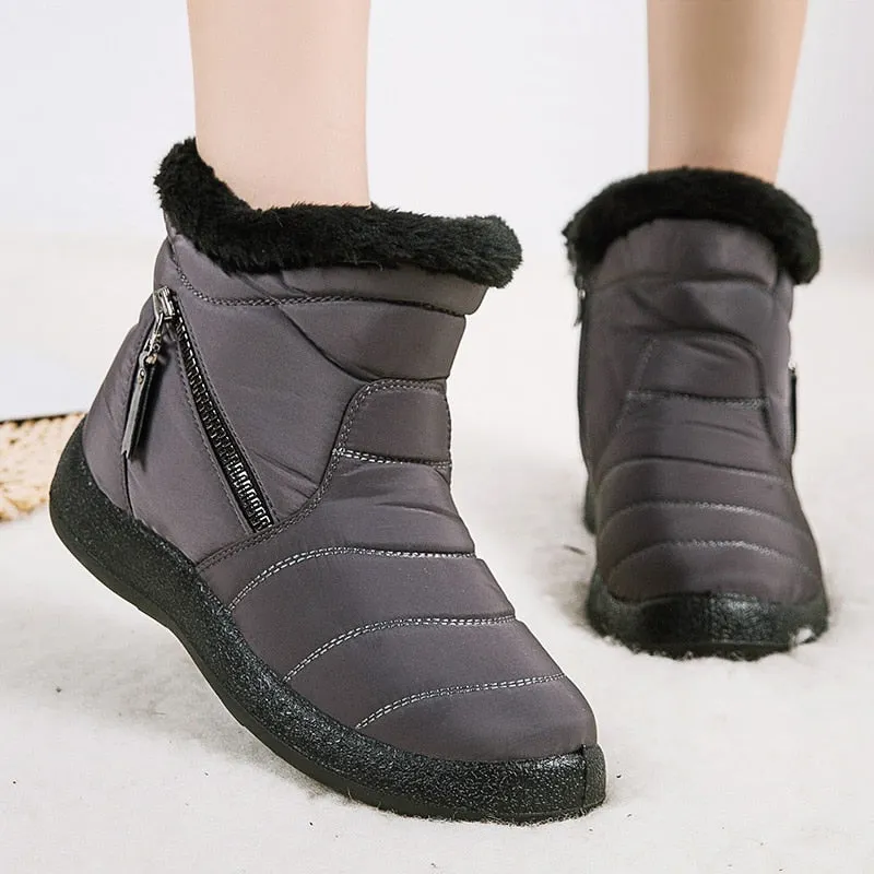 Women Boots 2021 New Winter Boots For Women Waterproof Warm Snow Botas Mujer Zipper Ankle Boots Low Heels Winter Shoes Women