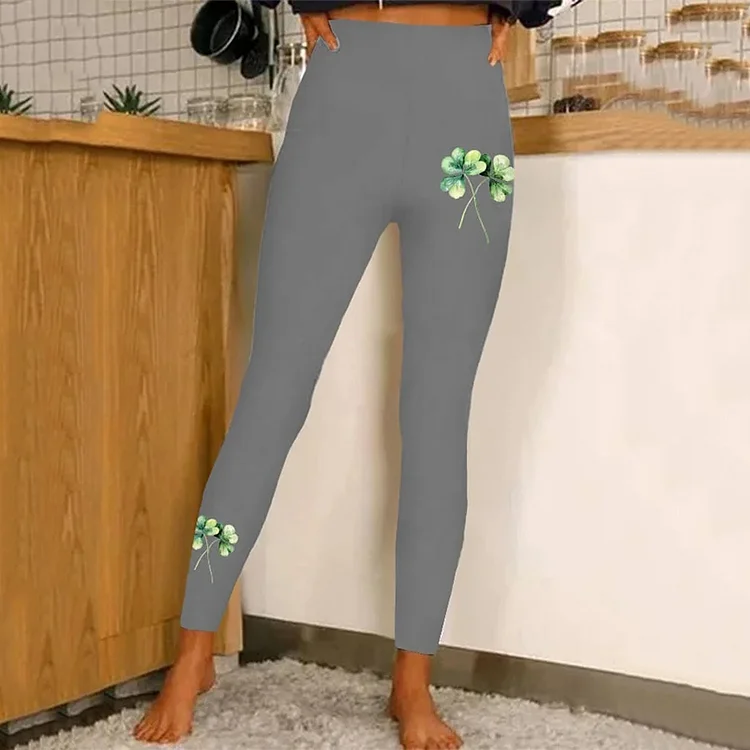 VChics Women's St. Patrick's Day Shamrock Print Casual Leggings