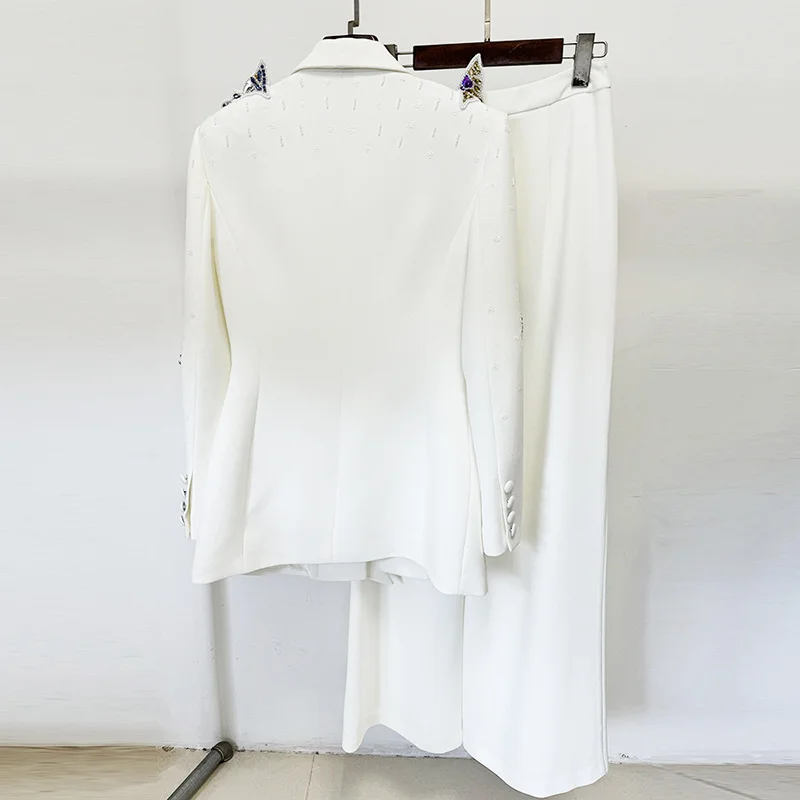 Nigikala Nigikala New Star Fashion Heavy Industry Three-Dimensional Butterfly Nails With Diamond Suit Trousers Set Two Sets