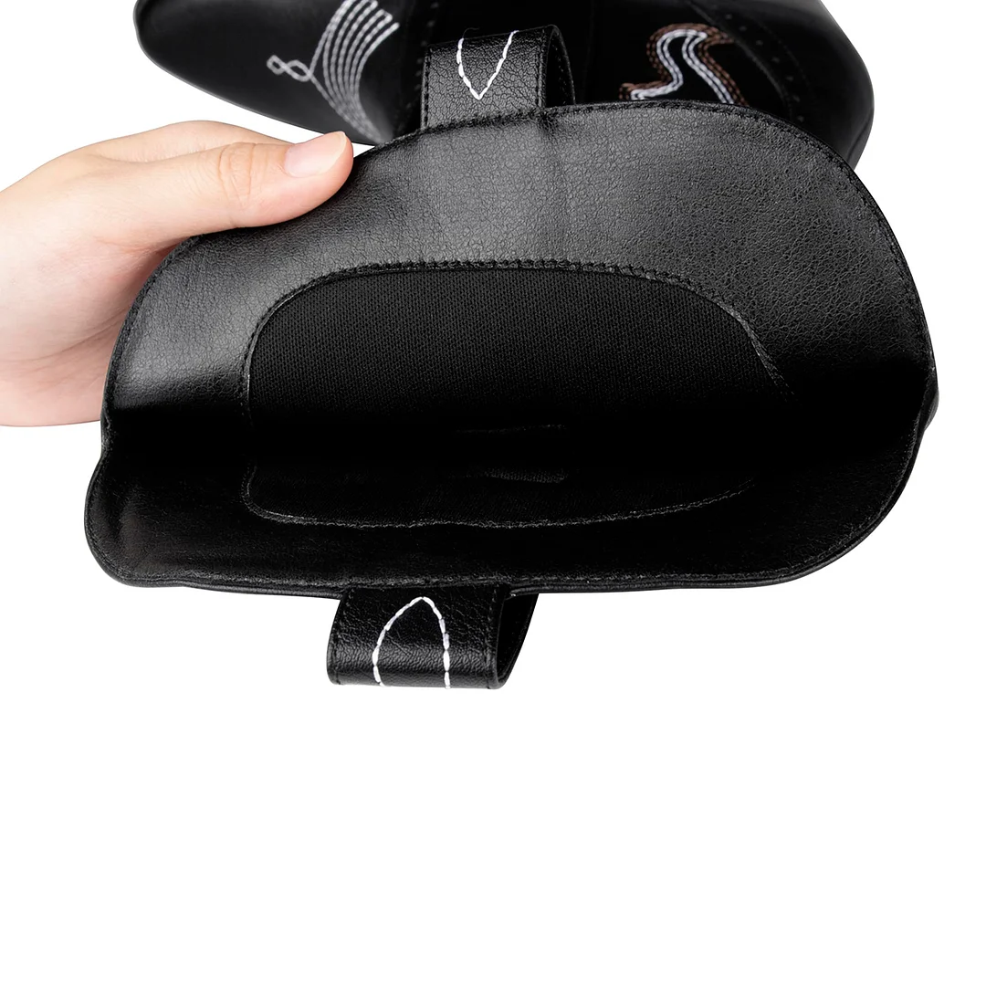 2" Women's Pointed Toe Embroidered Cowboy Boots Vintage Style Western Cowgirl Boots-MERUMOTE