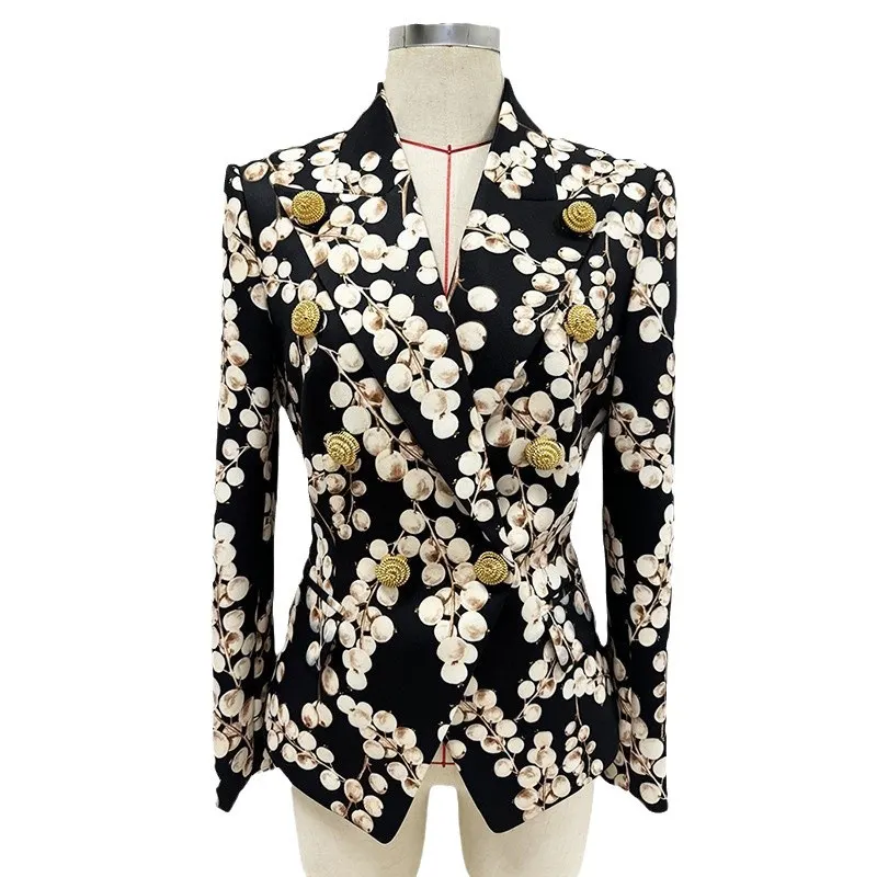 Nigikala Nigikala New Star Fashioned Metal Snitch Red Gallprint Suit Jacket Longs