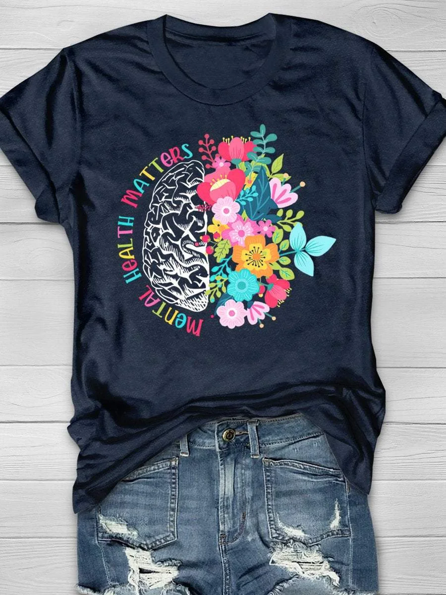 Mental Health Is Important Print Short Sleeve T-shirt