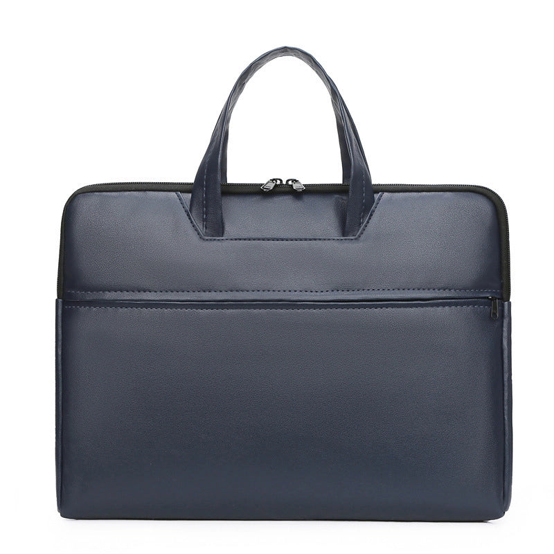 Men’s Business Classic Style Solid Color PVC Briefcase