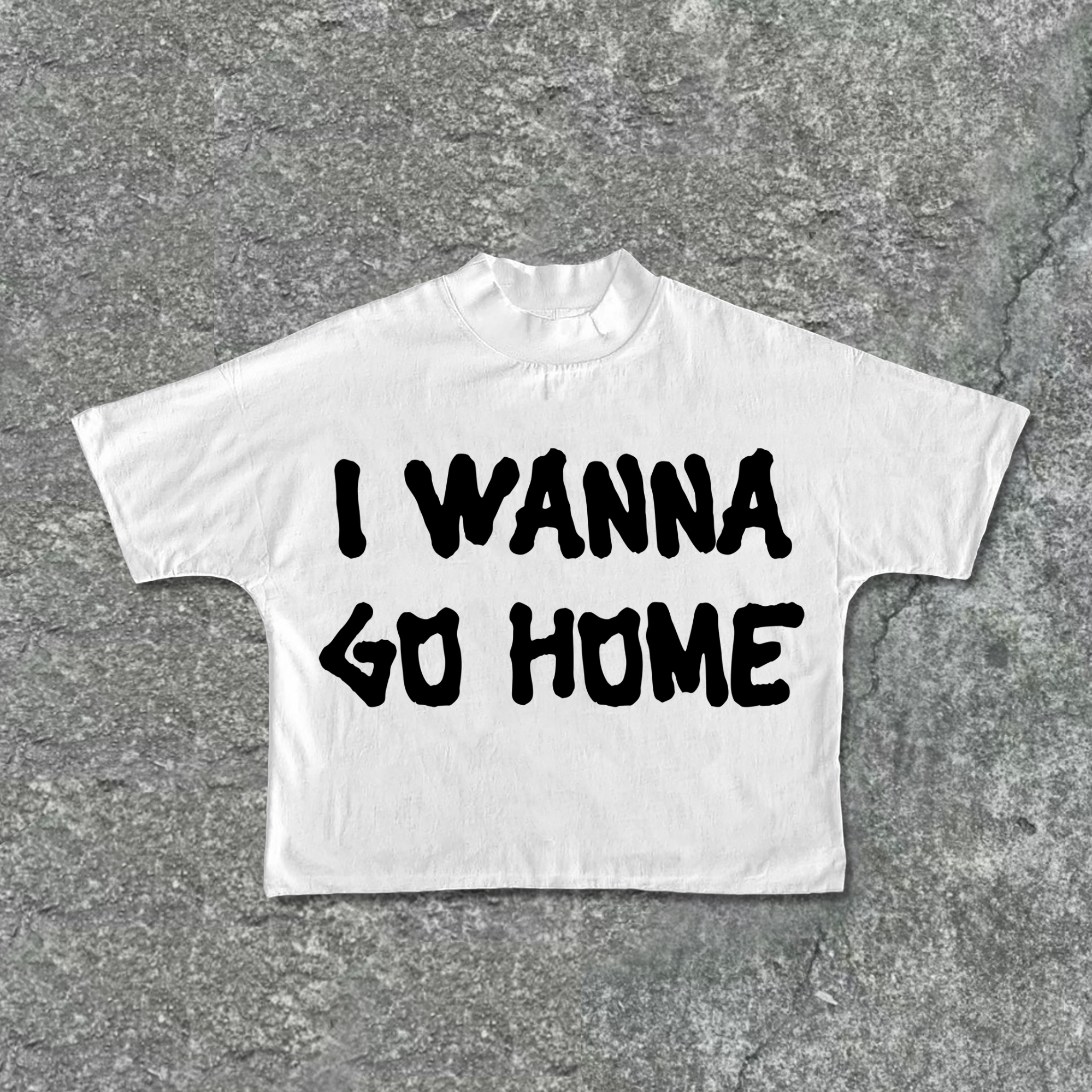 I Want Go Home Cotton Cropped T-Shirts