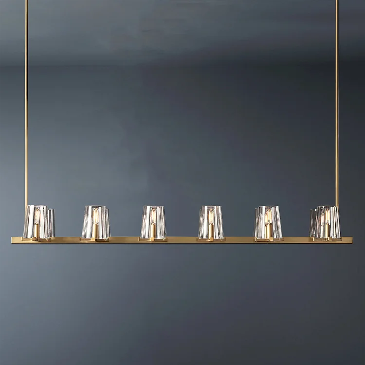 12 Lights Kitchen Island Chandelier, Mega Clear Crystal Chandelier 60" Vjlight