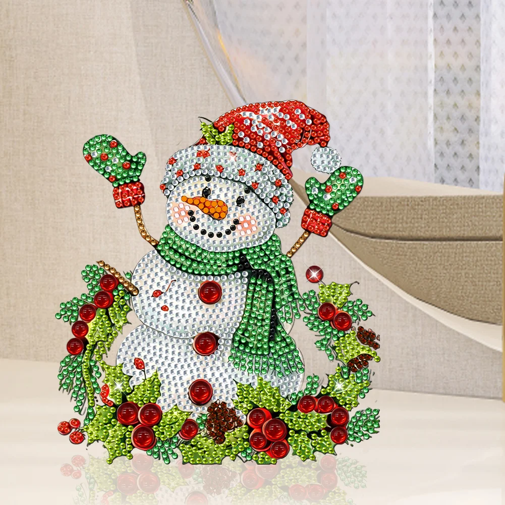 DIY Christmas Snowman Acrylic Shaking Head Cute Christmas Desktop Diamond Art Kits