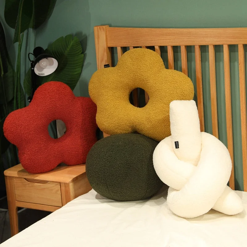 INS Nordic Luxury Flower Knot Ball Plush Pillow Baby Bed Cushion Living Room Sofa Decorative Throw Pillows Kids Toys Photo Props