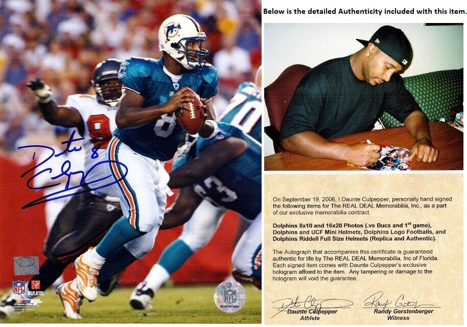 Daunte Culpepper Signed - Autographed Miami Dolphins 8x10 inch Photo Poster painting