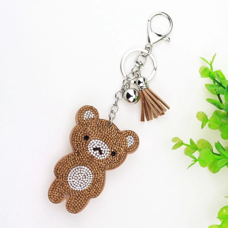 5 Pieces Cute Bear Flannel Diamond Women’s Keychain
