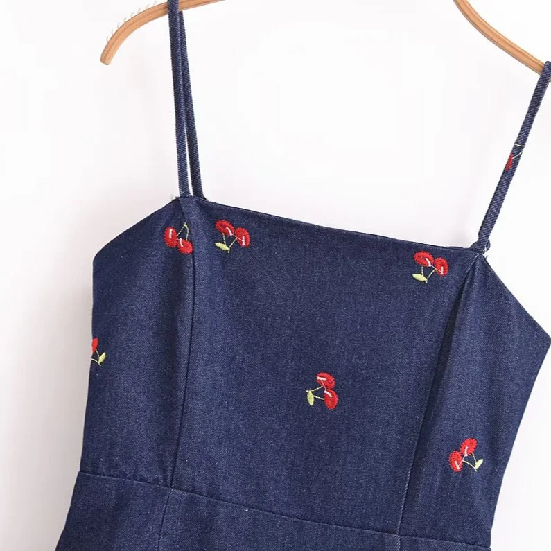 Nigikala Nigikala Retro-Dress Seaside Resort Sling Dress French Fresh Sweet Print A-Word Mini Dress Summer Girl