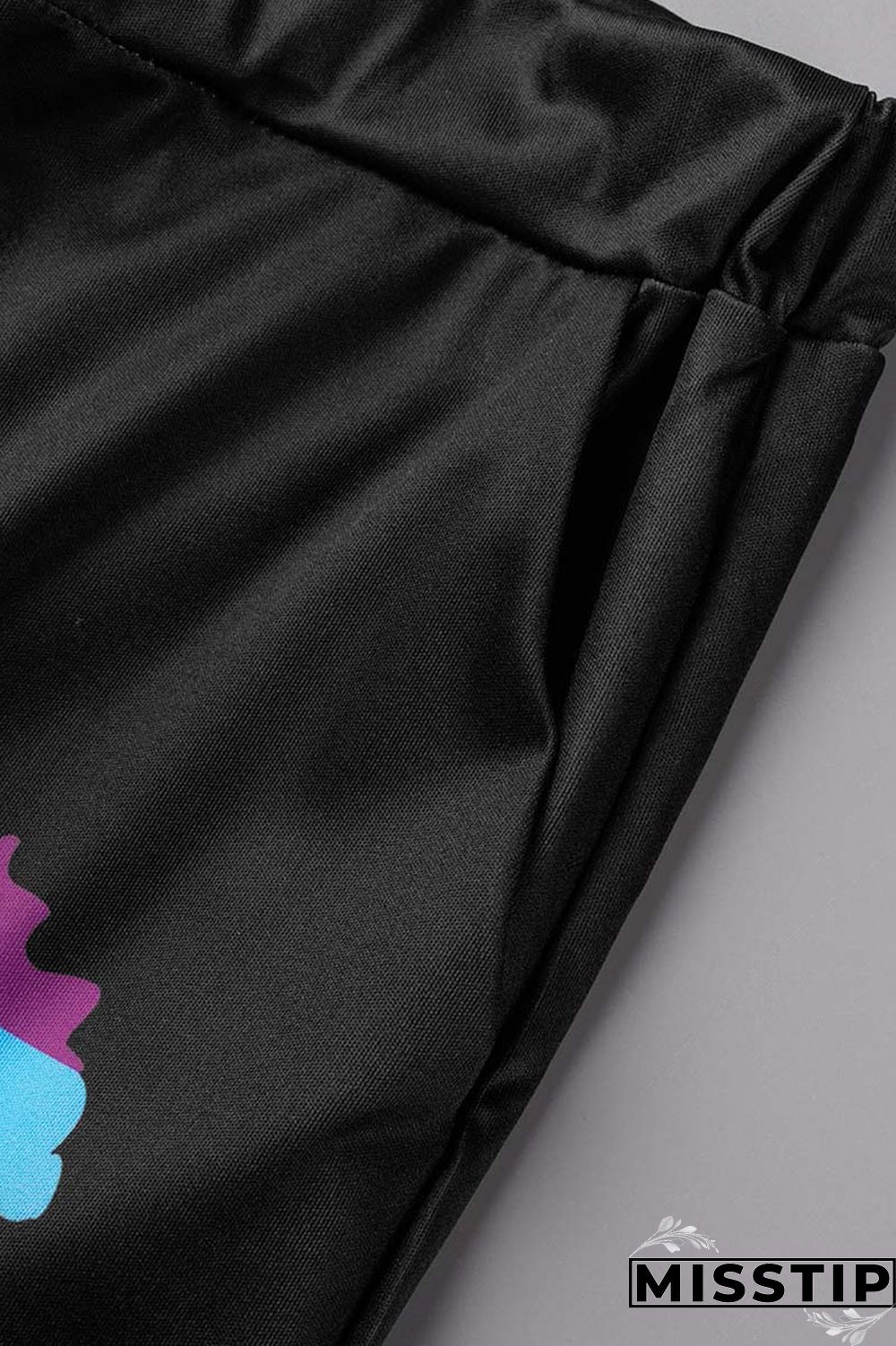 Black Casual Print Basic Hooded Collar Long Sleeve Two Pieces