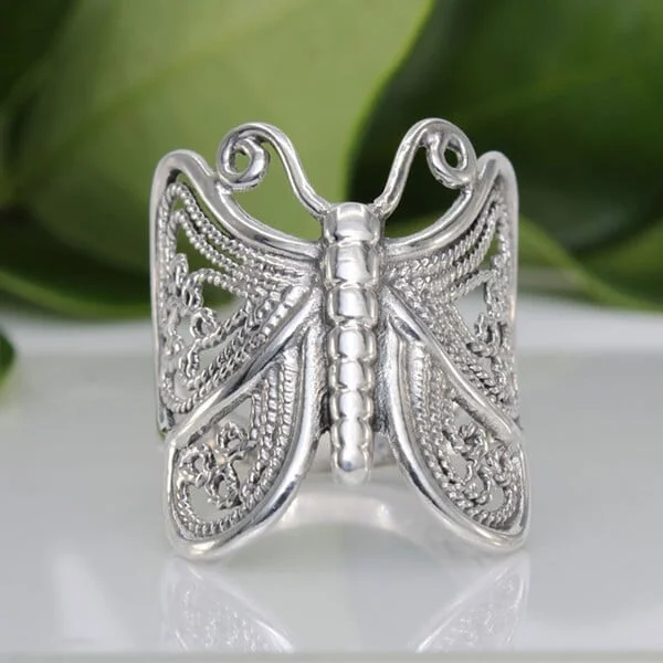Handmade Vintage Butterfly Silver Ring