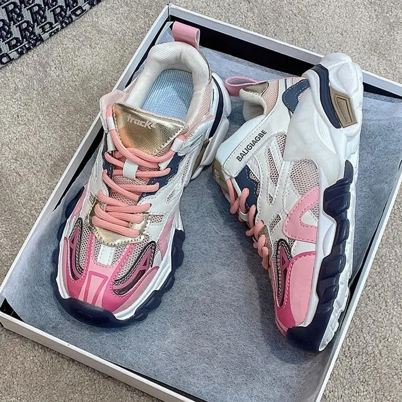 Brand Design Women Chunky Sneakers 2021 Summer Mixed Colors Women's Shoes Breathable Lightweight Ladies Dad Shoes Sport Shoes 211