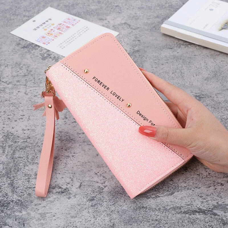 2022 Fashion Luxury Leather Wallets Women Long Zipper Coin Purses Tassel Design Clutch Wallet Female Money Credit Card Holder