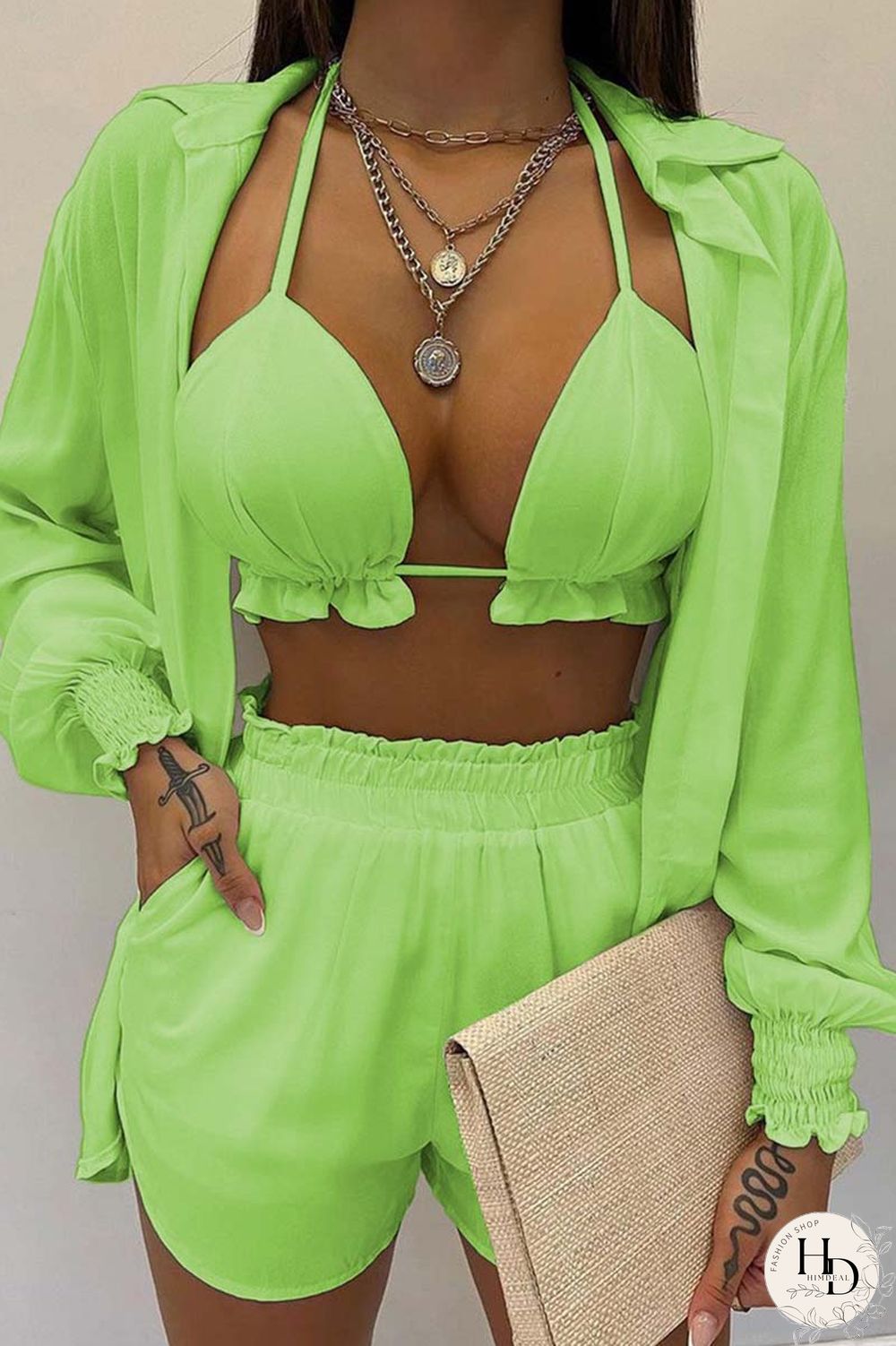 White Sexy Casual Print Solid Basic Long Sleeve Three Piece Set