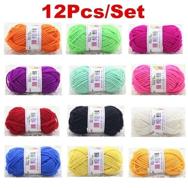 12pcs Multi Color Cotton Silk Knitting Yarn Soft Warm Baby Yarn for Hand Knitting Supplies DIY Sweater - Shop Trendy Women's Fashion | TeeYours