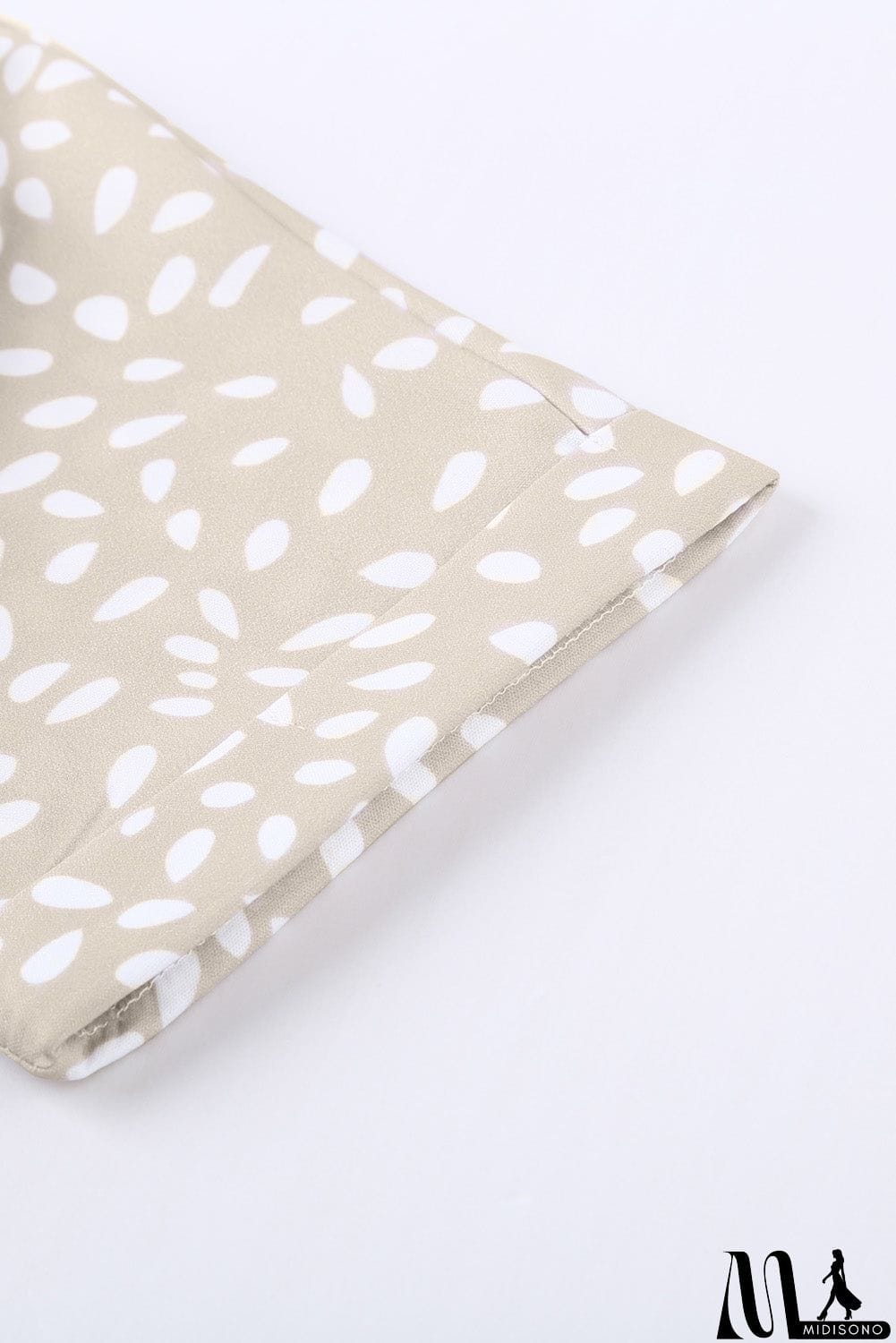 MidiSono - Chic Apricot Chloe Animal Print V-neck Rolled Sleeve Tunic Top