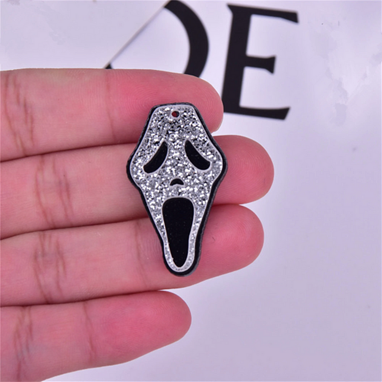 Bulk 10/30 pcs Acrylic Skull Halloween Ghost Skeleton Charms Pendant for DIY Earring Keychain Pendant Charm Jewelry Making Accessories
