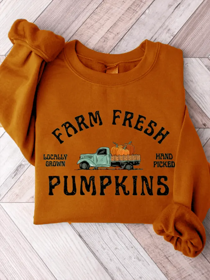 Women's Halloween Printed Crew Neck Sweatshirt 