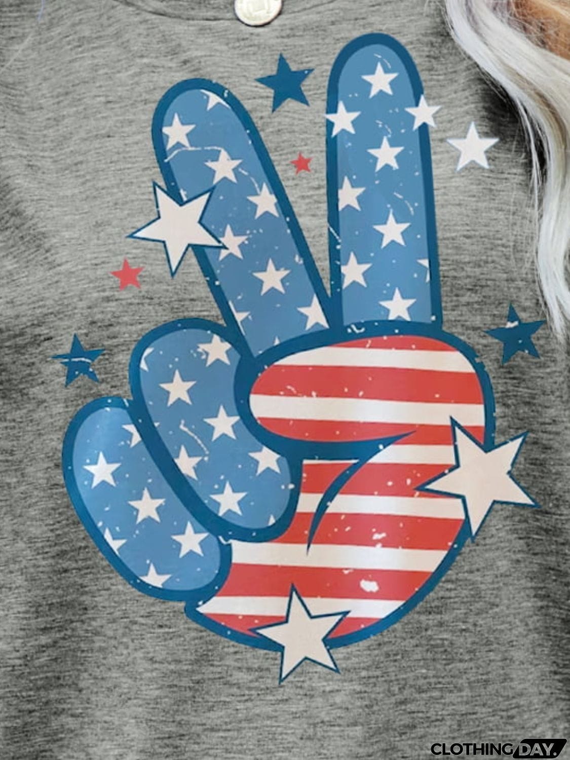 US Flag Peace Sign Hand Graphic Tee